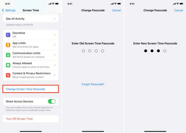 Modifier le code d’accès Temps d’écran sur iOS