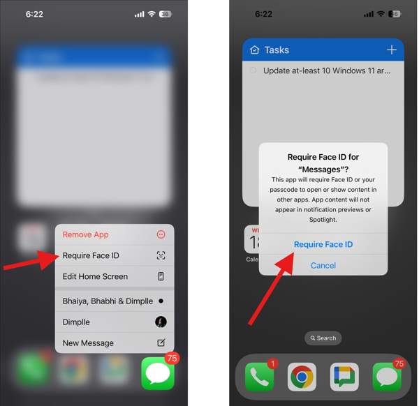 在訊息中啟用 Face ID
