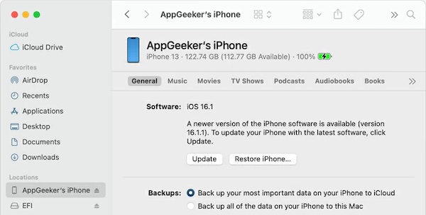 iTunesでパスコードを削除する