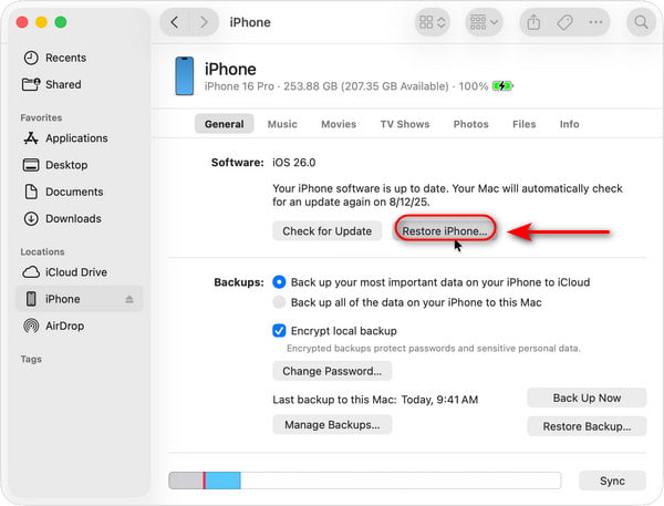Vraćanje putem iTunesa/Finder-a