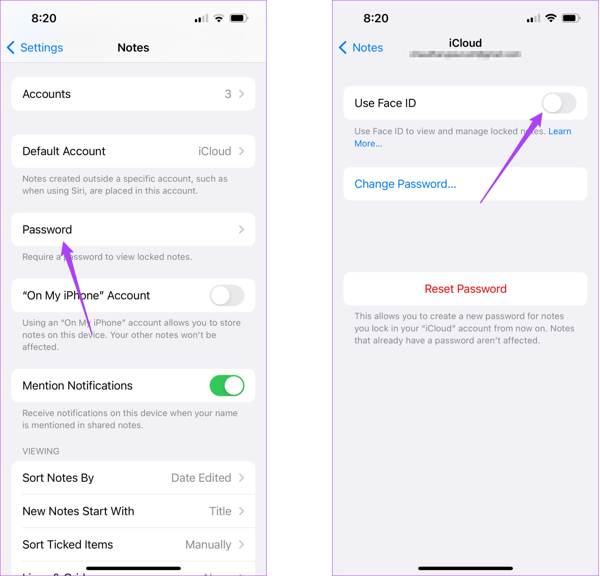 Password Notes Settings iPhone