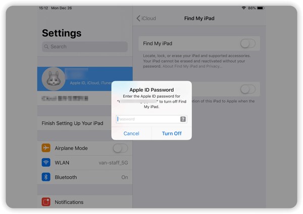 Turn Off Find MY iPad