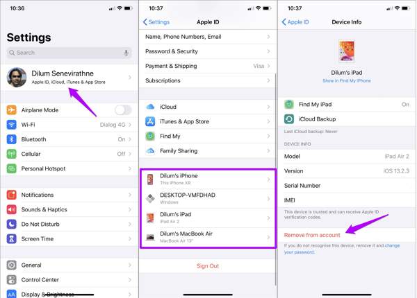Padam Appleid Peranti iOS Lain