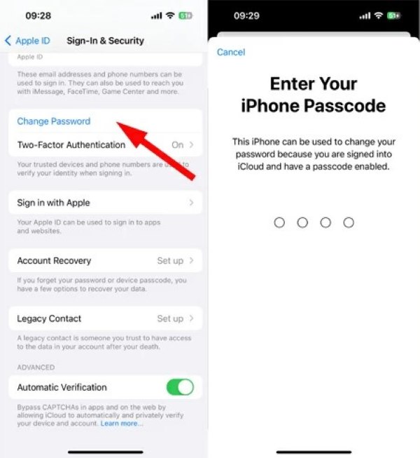 تغيير كلمة مرور Apple ID iPhone