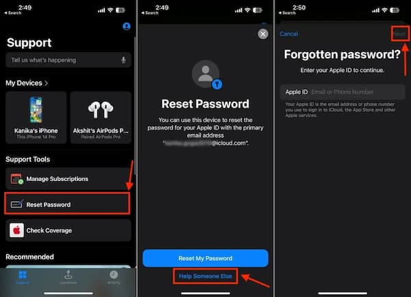 Tilbakestill Apple‑ID-passord ved hjelp av Apple Support‑appen