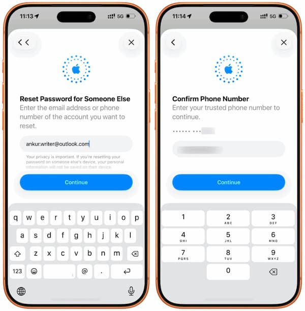 Tilbakestill iCloud-passord via en ny Apple-enhet