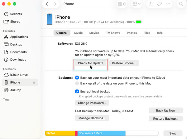 Auf „Nach Update suchen“ klicken