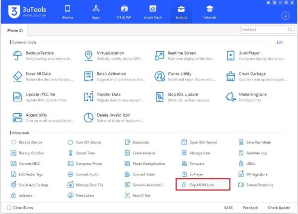 3uTools Přeskočit MDM
