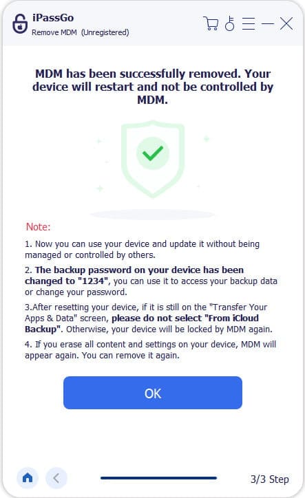 Rimuovi MDM correttamente iPassgo