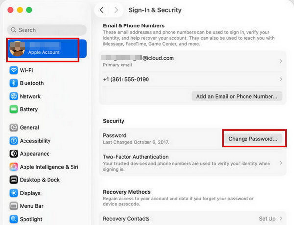 Mac पर Apple ID पासवर्ड बदलें