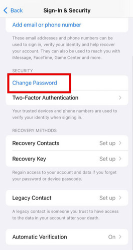 Apple पासवर्ड रीसेट करें