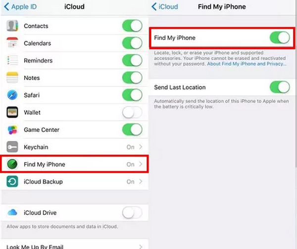 Disable Find My iPhone