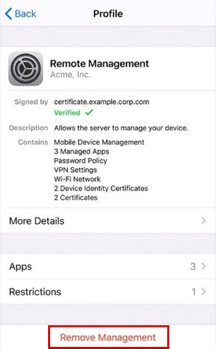 ลบ MDM ผ่านการตั้งค่า iPhone