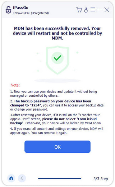 Η αφαίρεση του MDM ολοκληρώθηκε