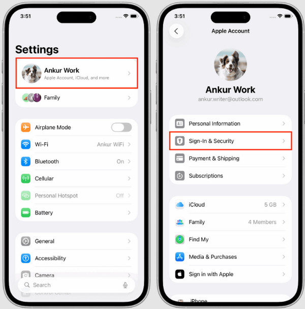 点按你的 Apple ID 名称