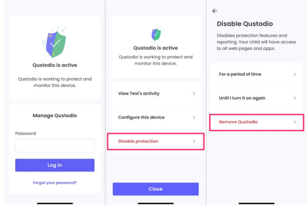 删除 Qustodio 应用程序
