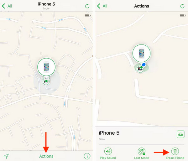 اضغط على زر مسح الـ iPhone
