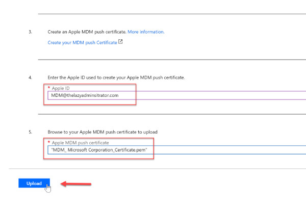 Reenter Info and Upload Certificate