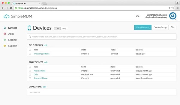 SimpleMDM 인터페이스