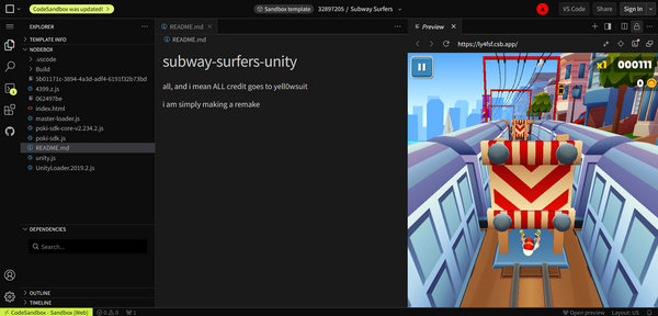 Codesandbox เล่นเกม Subway Surfers เวอร์ชันปลดล็อก