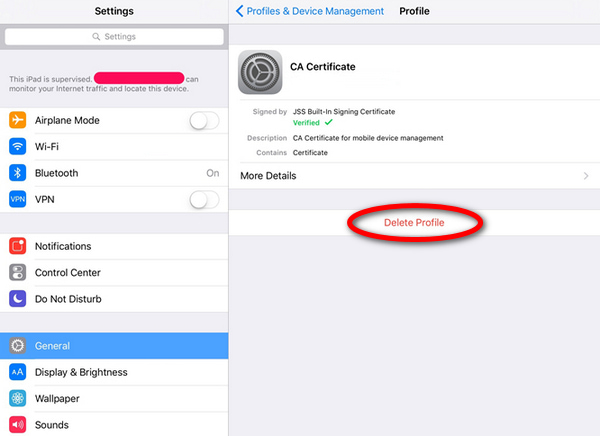 在 iPad 上移除 MDM 的设置