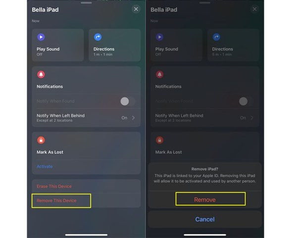 إزالة تطبيق Find My على iPad