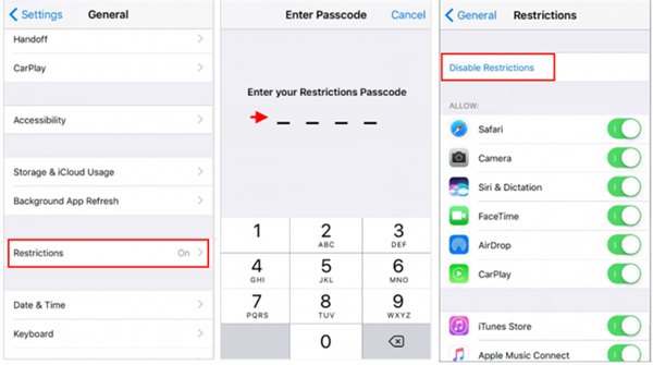 Korlátozások kikapcsolása iOS 11-en