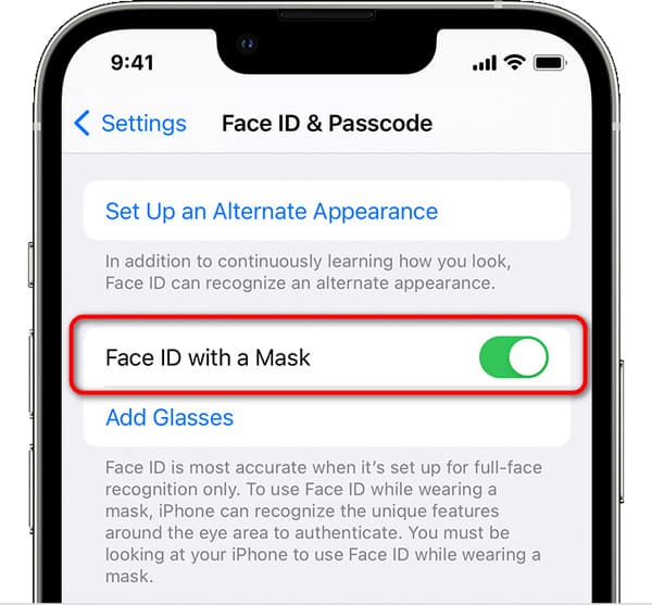 Aktivera Face ID med munskydd