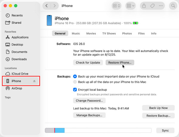 点击 iPhone 按钮
