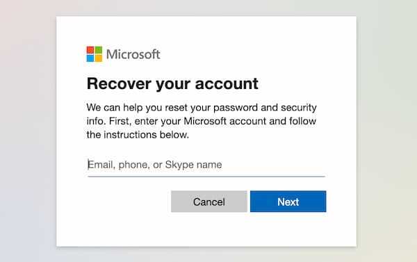 Microsoft recover your Account