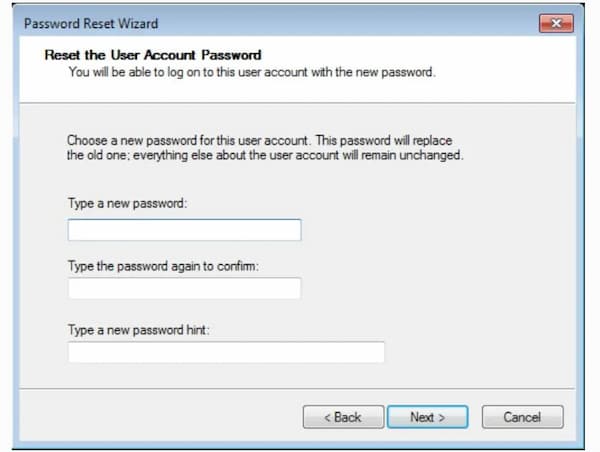 Assistent zum Zurücksetzen des Passworts