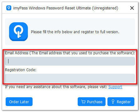 Καταχωρίστε τον κωδικό πρόσβασης Imypass των Windows
