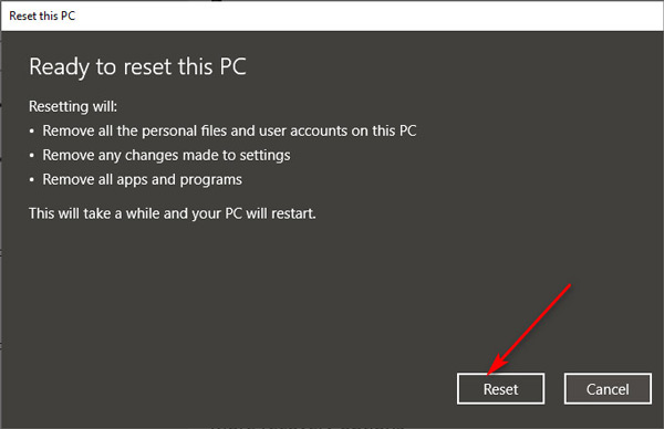 Reset HP PC Windows 10