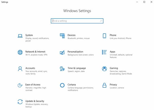 Configuración de Windows 10