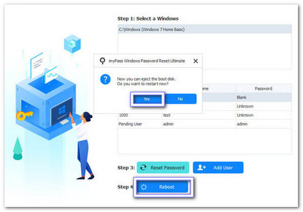 Klik på Genstart-knappen