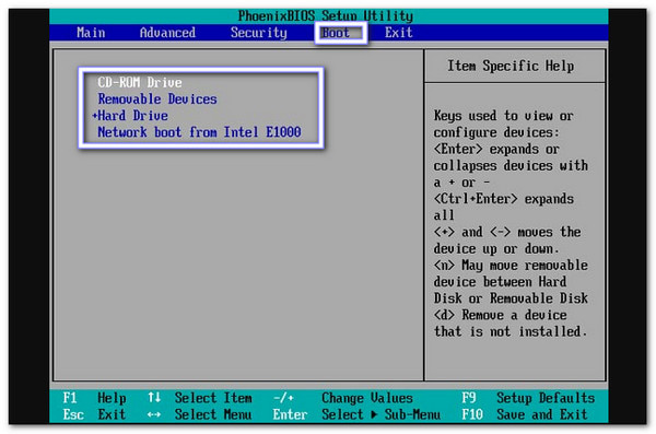 Escolha entre unidade de CD-ROM ou unidade USB.