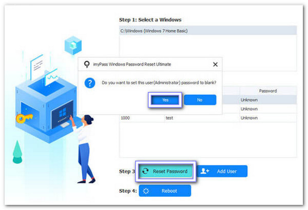Selecione a conta de administrador para desbloquear.