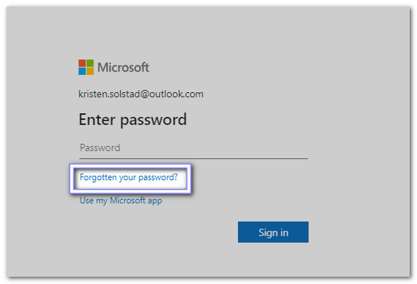 انقر فوق نسيت كلمة المرور