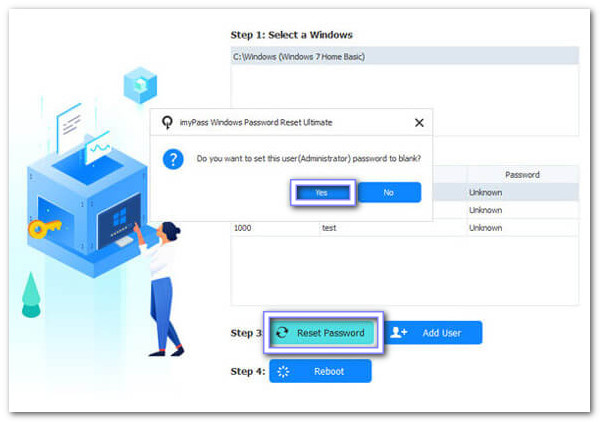 اضغط على إعادة تعيين كلمة المرور وتأكيدها