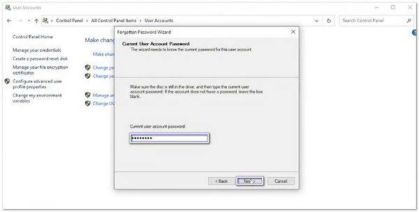استخدام قرص إعادة الضبط المُنشأ مسبقًا