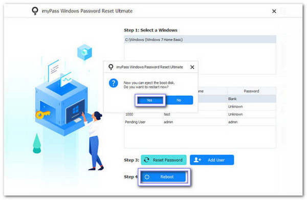 Khởi động lại và đăng nhập