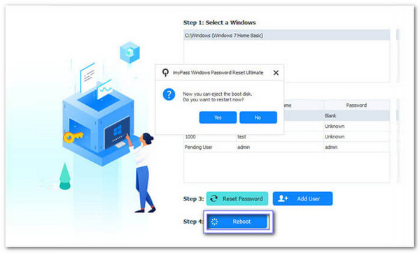 Nhấp vào nút Khởi động lại