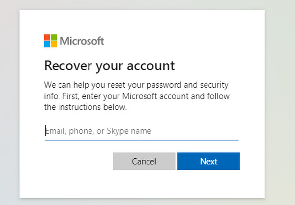 Введите данные учетной записи Microsoft