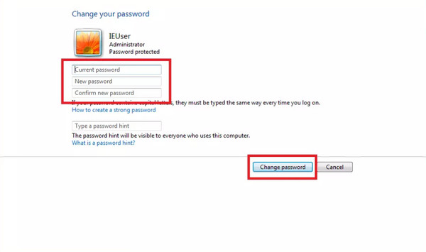Cliquez sur le bouton Changer le mot de passe