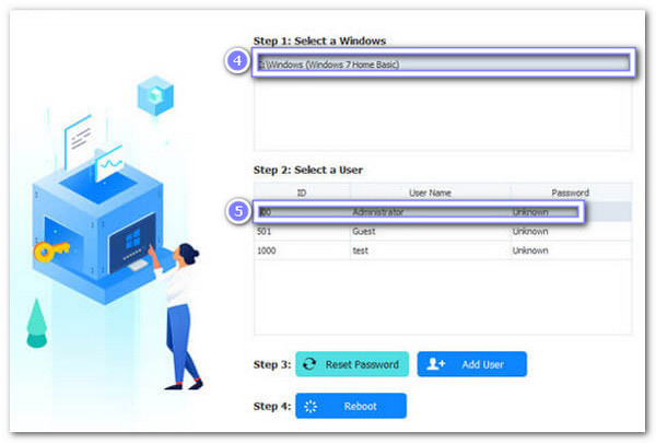 حدد إصدار ويندوز وحساب المسؤول