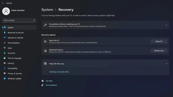 Win11 gyári visszaállítás