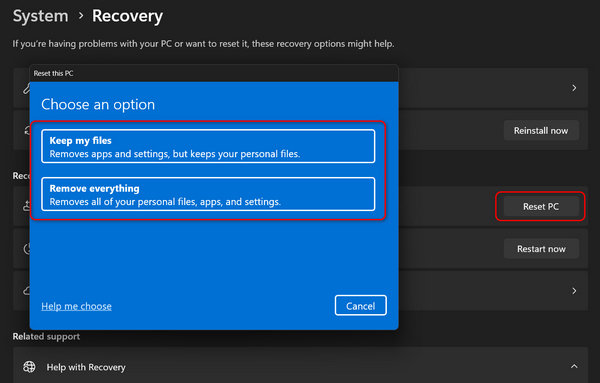 Επαναφορά Asus στα Windows 11