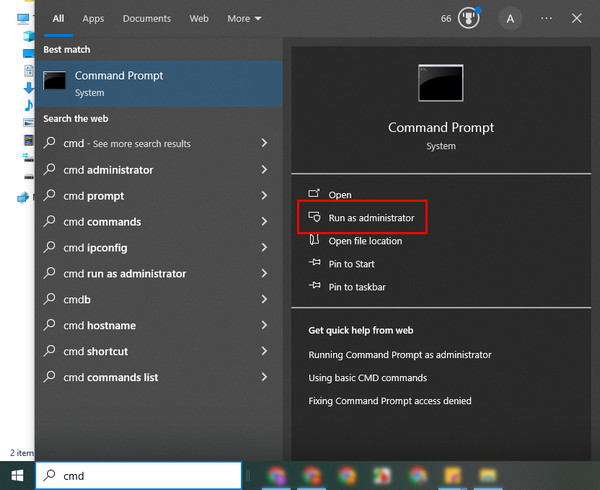 Εκτέλεση ως Διαχειριστής (Cmd)