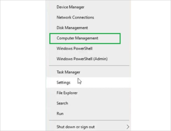 פתח את ניהול המחשב