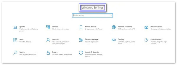 Válassza a Beállítások lehetőséget